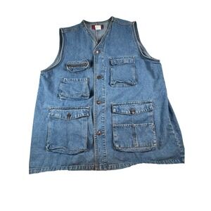 Vintage 90's Jordache Tactical Utility Denim Vest Five Pockets 100% Cotton Med